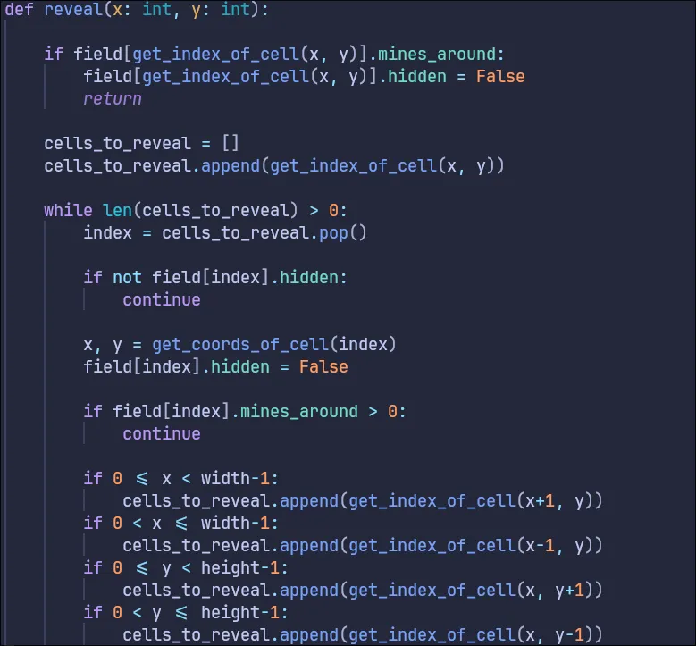 Figure 6 – Full cell‑opening code